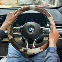 Housse de volant de voiture en cuir véritable de luxe de haute qualité, personnalisable, antidérapante, en cuir de vachette à poils, accessoires intérieurs