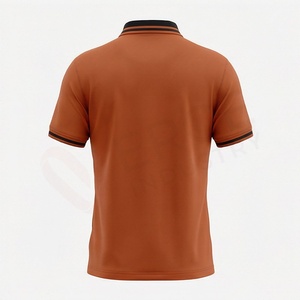Polo à manches courtes pour homme, couleur marron rouille, tissu Oxford tissé uni, coupe classique, design boutonné - Product Image 2