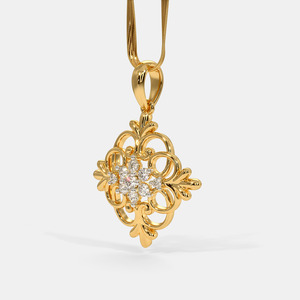 Collar con Colgante de Diamantes Cultivados en Laboratorio en Forma de Racimo Floral Ornamental en Oro Amarillo - Product Image 2