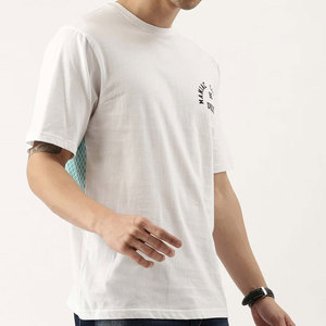 T-shirt blanc à manches courtes pour homme, col rond, coupe classique, style décontracté, imprimé lettres, tissu jersey 100% coton - Product Image 4
