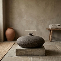 Grand vase urne rustique en terre cuite Bajo, fait main, pot en argile décoratif, récipient de sol en céramique, fournisseur en gros