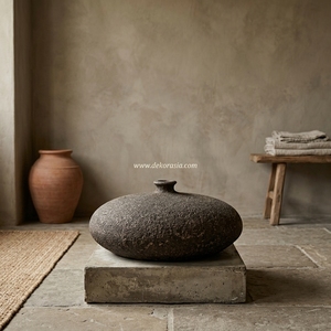 Grand vase urne rustique en terre cuite Bajo, fait main, pot en argile décoratif, récipient de sol en céramique, fournisseur en gros - Product Image 3