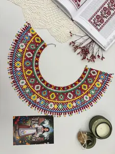 Collier perlé Lemko Krywulka rouge de qualité tendance, bijou folklorique ukrainien traditionnel Sylianka, fait main, cadeau unique pour elle - Product Image 2