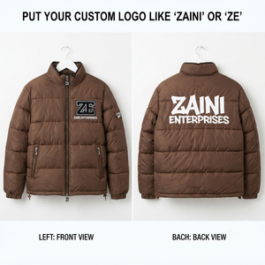 Men Puffer Jacket 320 GSM Premium Polyester Ripstop Brown Quilted Panel Design Custom Embroidery Print Logo Winter Wear - Product Image 1