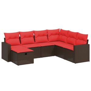Set Divano da Esterno in Polyrattan Marrone con Cuscini - Arredamento Elegante per Patio - Product Image 2