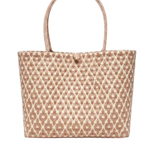 Nouveauté : Sac à main géométrique marron café et blanc, sac artisanal écologique en tissu tissé pour les trajets quotidiens - Product Image 3