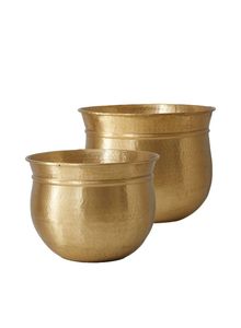 Macetas redondas decorativas de metal martillado dorado para uso en interiores y exteriores, macetas de metal para flores, macetas decorativas para el hogar - Product Image 2
