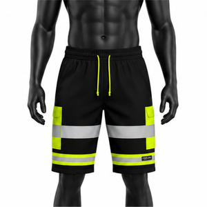 High-Visibility Safety Workwear Shorts with Reflective Tape and Cargo Pockets for Construction and Industrial Uniforms - Product Image 1