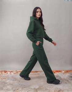 Ensemble de survêtement pour femme à coupe ample, avec sweat à capuche et pantalon de survêtement à jambes larges, style décontracté, hiver, longueur intégrale - Product Image 5