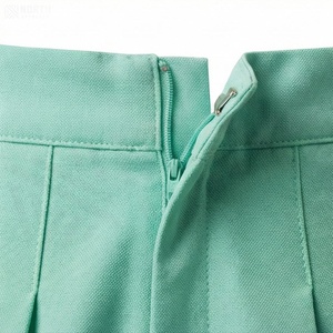 Minifalda Plisada para Mujer, Color Sólido, Satén, Verano, Transpirable, Estilo Casual Urbano, Verde con Rayas Blancas - Product Image 4