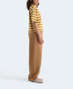 Vente directe d'usine, t-shirts rayés jaune moutarde confortables pour femmes, best-sellers en gros, t-shirt en coton - Product Image 4