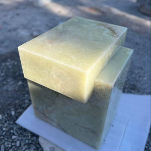 Table d'appoint en onyx naturel de luxe |   Table d'appoint géométrique moderne sur piétement |   Table basse en onyx massif pour la décoration du salon - Product Image 1