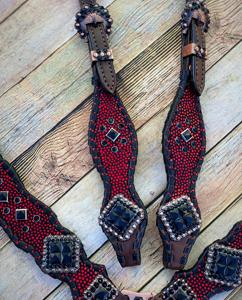 Ensemble de têtière et de collier de poitrail Western multicolore perlé, en cuir de qualité supérieure, léger, pour toutes les saisons, produit phare - Product Image 3