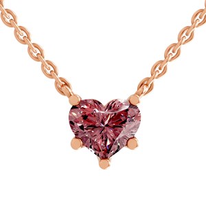 Collar Solitario de Oro Sólido de 10k con Diamante Rosa Intenso Cultivado en Laboratorio, Corte Amalia, Engaste Clásico de Cinco Garras, Joyería Certificada GRA - Product Image 3