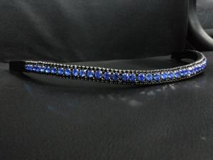Banda de cejas de cristal ostentoso negro y azul Banda de cejas de caballo de cuero exportador indio. - Product Image 6
