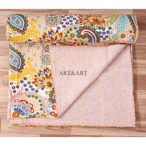Manta de Kantha Hecha a Mano, 100% Algodón Puro, 220g, con Estampado Floral, Ecológica, Cómoda y de Alta Calidad, Estilo Indio, Gran Venta - Product Image 5