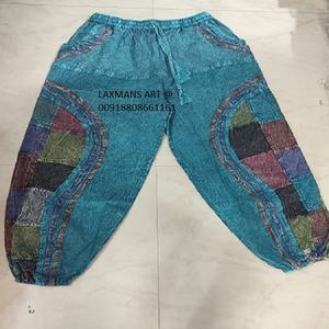 Pantalones bombachos estampados de algodón para mujer Pijamas de retazos de color sólido Pijama de harén de estilo indio - Product Image 1