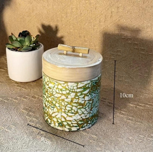 Bamboo Jar <b>Storage</b> Box For Species Tea with MOP Shell Inlay Bamboo <b>Storage</b> Box with Eggshell Inlay <b>Tabletop</b> Decor Bamboo Jar - Product Image 3