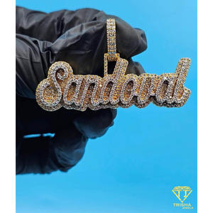 Iced Out Luxury <b>Name</b> Pendant Custom Moissanite Diamond Hip Hop Necklace Bling <b>Chain</b> Jewelry - Product Image 3