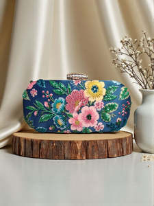 Ethnic Printed Embroidered Clutch Bag Women Indian <b>Wedding</b> Party Evening <b>Handbag</b> - Product Image 1