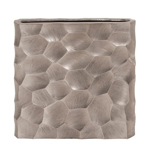 Jarrón moderno de aluminio fundido martillado, jarrón plano de grafito, jarrón de metal moderno para flores, jarrón decorativo de mesa para decoración del hogar. - Product Image 2