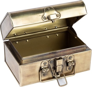 Custom <b>Vintage</b> Brass Finish Metal Trunk <b>Box</b> Riveted Toggle Latch Decorative Container - Product Image 4