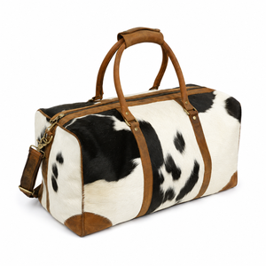 Hair <b>On</b> Cowhide Leather Weekend Duffle <b>Bag</b>, Western Travel Handbag | Large Capacity <b>Carry</b> <b>Bag</b> Handmade | OEM Export India 2026. - Product Image 1