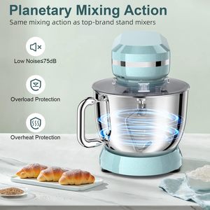 เครื่องผสมอาหารแบบตั้งโต๊ะขนาด 6.5QT พร้อมความเร็ว 10+ ระดับ, โถสแตนเลส, หัวตีแป้ง, หัวตีแบบลวด และหัวตีแบบไม้พาย, สีฟ้า - Product Image 3