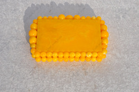 Pochette de Soirée de Luxe Moderne en Daim Jaune, Faite à la Main avec Cadre Perlé, Sac à Main Tendance pour Femme, Doublure en Velours