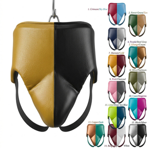 Premium Quality Genuine Leather MMA Groin Guard Protector Adjustable Cup Straps for Men Boxing Kickboxing Martial Arts Groin Pad - Product Image 1