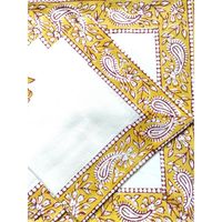 Indien Naturel de Toile De Coton Design Traditionnel Imprimé Couverture de Table À Manger Ensemble De 6 À Manger Napperons Et Serviettes