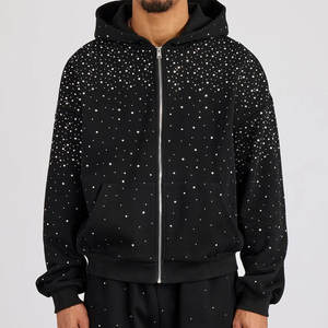 Custom Rhinestone <b>Hoodies</b> OEM Manufacturer Cotton <b>Fleece</b> <b>Hoodie</b> with Sparkle Stone Design for Fashion Brands and Bulk Orders - Product Image 3