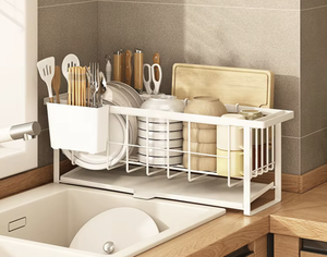 Black Metal 2 Tier Kitchen Organizer Countertop <b>Dish</b> <b>Rack</b> With Utensil Holder Multi Function Storage Shelf - Product Image 2