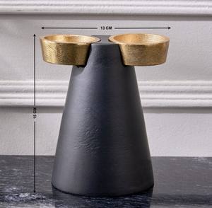 Moderno Portavelas Doble Negro y Dorado para Velas de Té, Ecológico, Hecho a Mano, de Aluminio, para Mesa, para Navidad y Pascua - Product Image 3