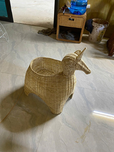 Panier de rangement en rotin naturel en forme d'animal, décoration d'intérieur écologique, design mignon - Product Image 4