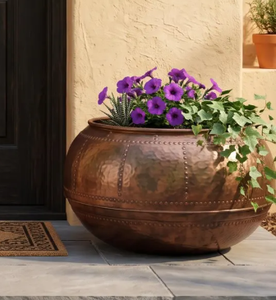Handmade <b>Copper</b> Tabletop <b>Vase</b> Rustic Design For Home Garden Decor hotel exterior metal planter vendor heritage style metal - Product Image 2