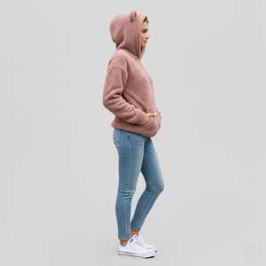 Sweat-shirt à capuche en polaire Teddy avec oreilles d'ours, pull oversize unisexe, vêtements décontractés d'hiver, blanc - Product Image 2