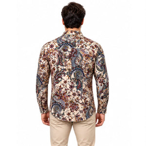เสื้อเชิ้ตแขนยาวลายดอกไม้เพสลีย์สำหรับผู้ชาย ผ้าฝ้าย ระบายอากาศได้ดี เหมาะสำหรับทำงาน แฟชั่นลำลอง - Product Image 5