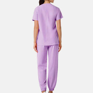 Wholesale Slim Fit Stretch Women Medical Scrubs <b>Set</b> Jogger Pants V-neck Nurse Uniform Hospital <b>Doctor</b> Workwear Spa Beauty Suit - Product Image 6