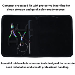 Kit d'outils pour extensions capillaires Micro Link avec pinces à sertir et à retirer en acier inoxydable, mini-ciseaux, pinces de coiffage et doigtier de séparation - Product Image 5