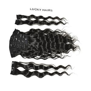 Extensiones de Cabello Remy Indio Virgen 100% al por Mayor con Clip, Ondulado, Estilo Ondas Sueltas para Mujer, Negro Natural, Tejido Profundo Tipo Agua - Product Image 6