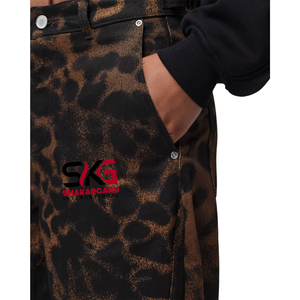 Jean large à imprimé léopard, taille haute, coupe ample, en denim, décontracté, streetwear pour femme - Product Image 3