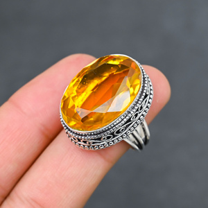 Magnifique Bague Tendance en Citrine Jaune, Pierre Précieuse, Argent Massif 925, Bijoux Faits Main, Vente en Gros, Prix d'Usine - Product Image 1