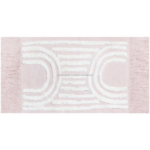 Alfombra de suelo de algodón bohemio al por mayor alfombra de exterior bordada hecha a mano alfombra de exterior de pila baja decoración de puerta de oración de comedor India - Product Image 4