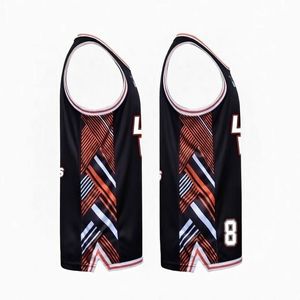 Uniforme de basketball personnalisé avec logo imprimé, respirant, anti-UV, anti-bactérien, en tissu mesh 100% polyester, coupe athlétique courte - Product Image 3