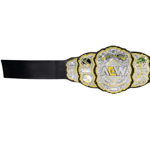 Ceinture de champion du monde de lutte AEW avec emblèmes argentés et dorés, qualité supérieure, ceinture de titre en cuir personnalisable - Product Image 3