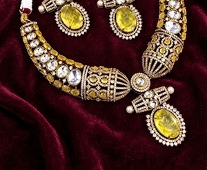 Ethnic Gold Plated Jewelry <b>Set</b> With Zircon And Imitation Pearl Necklace Earrings <b>For</b> Women <b>Wedding</b> Fashion - Product Image 2