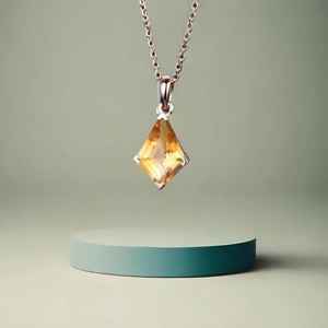 Collier Citrine Jaune Kite pour Femme, Pendentif en Or Jaune 14k 18k, Cadeau d'Anniversaire, de Mariage ou pour Mère - Product Image 2