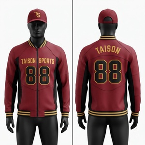Veste d'entraînement de football américain pour hommes, premium, 350 GSM, cuir PU, panneaux latéraux en mesh noir, tricot côtelé, logo personnalisé, veste d'équipe - Product Image 1