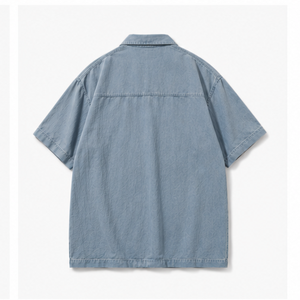 เสื้อเชิ้ตทำงานแขนสั้นทรงโอเวอร์ไซส์คุณภาพสูงสำหรับผู้ชาย - Product Image 2